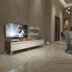 Decoraktiv Eko 4 Mdf Std Retro Tv Ünitesi Tv Sehpası Ceviz - Beyaz