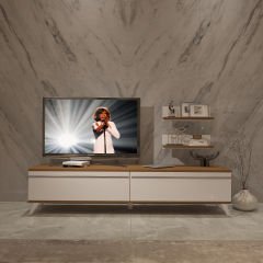 Decoraktiv Eko 4 Mdf Std Retro Tv Ünitesi Tv Sehpası Ceviz - Beyaz
