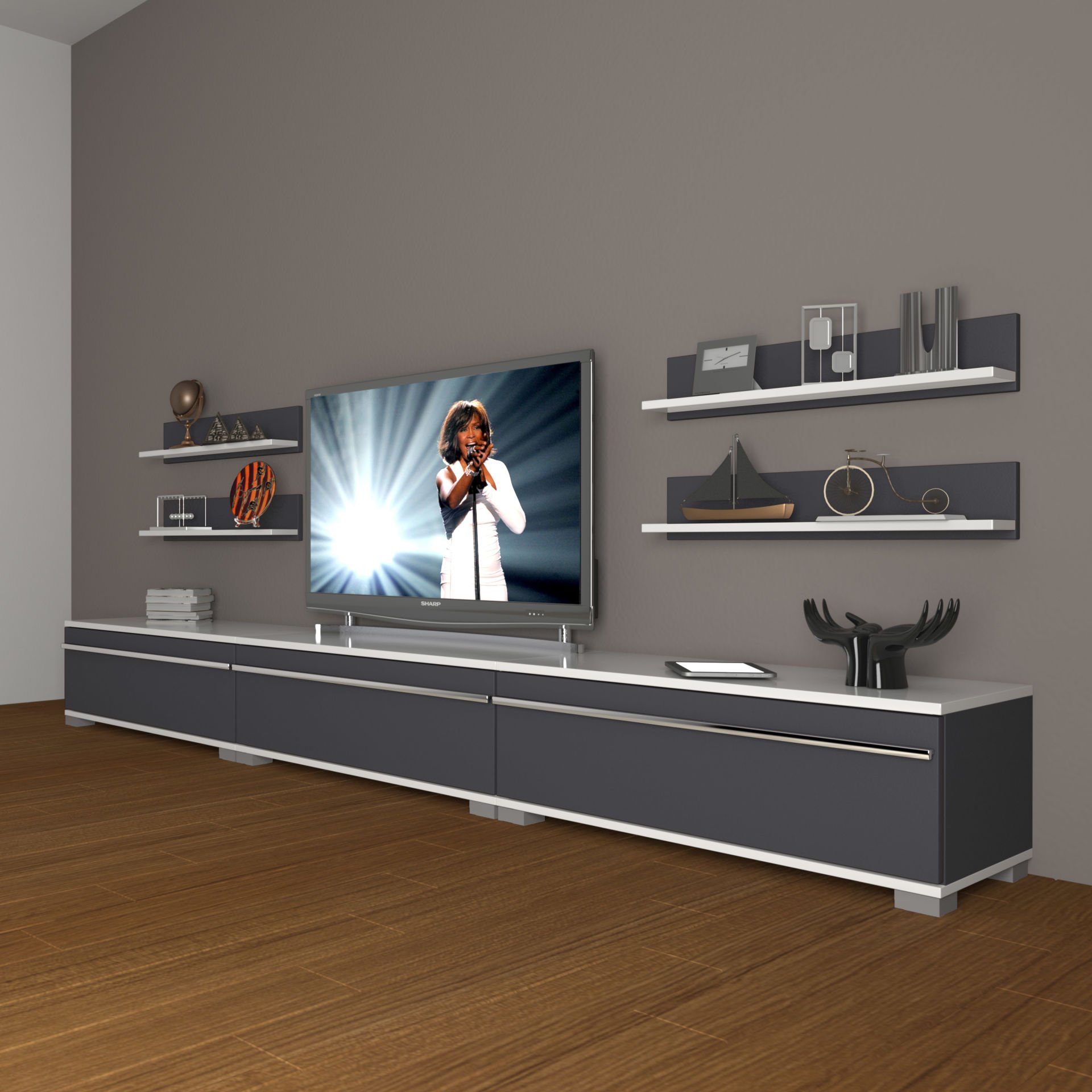 Decoraktiv Eko 270r Mdf Tv Ünitesi Tv Sehpası Beyaz - Antrasit