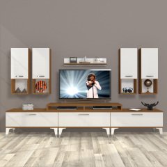 Decoraktiv Ekoflex 8DA Slm Silver Tv Ünitesi Tv Sehpası Ceviz - Beyaz