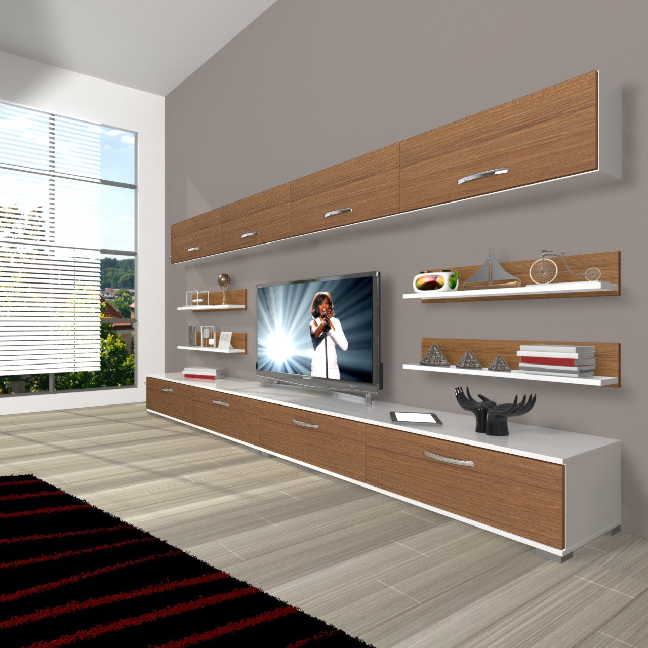 Decoraktiv Eko 360Y Slm Tv Ünitesi Tv Sehpası Beyaz - Ceviz