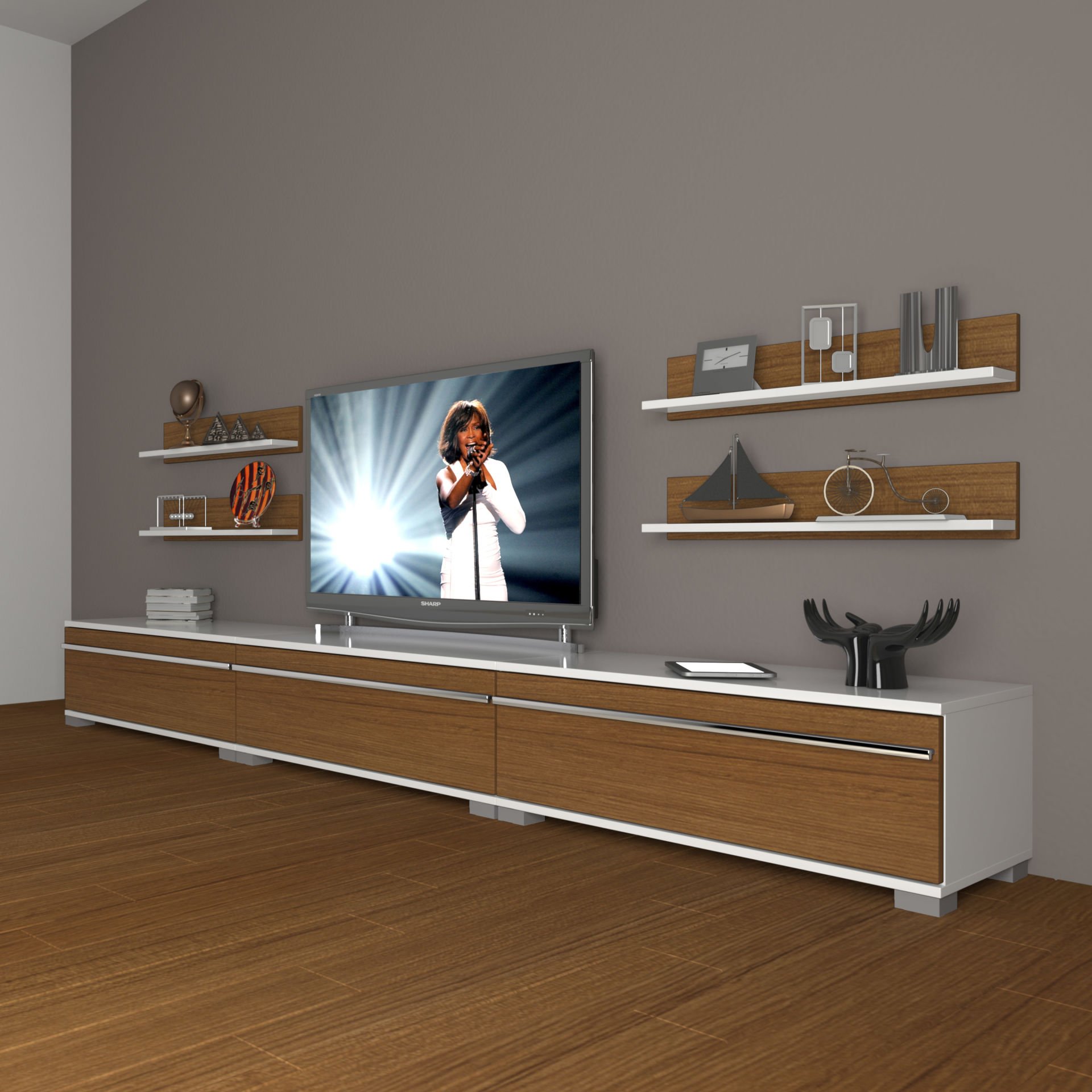 Decoraktiv Eko 270r Mdf Tv Ünitesi Tv Sehpası Beyaz - Ceviz