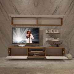 Decoraktiv Eko 5 Slm Dvd Silver Tv Ünitesi Tv Sehpası Ceviz - Beyaz