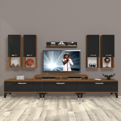 Decoraktiv Ekoflex 8DA Slm Silver Tv Ünitesi Tv Sehpası Ceviz - Siyah