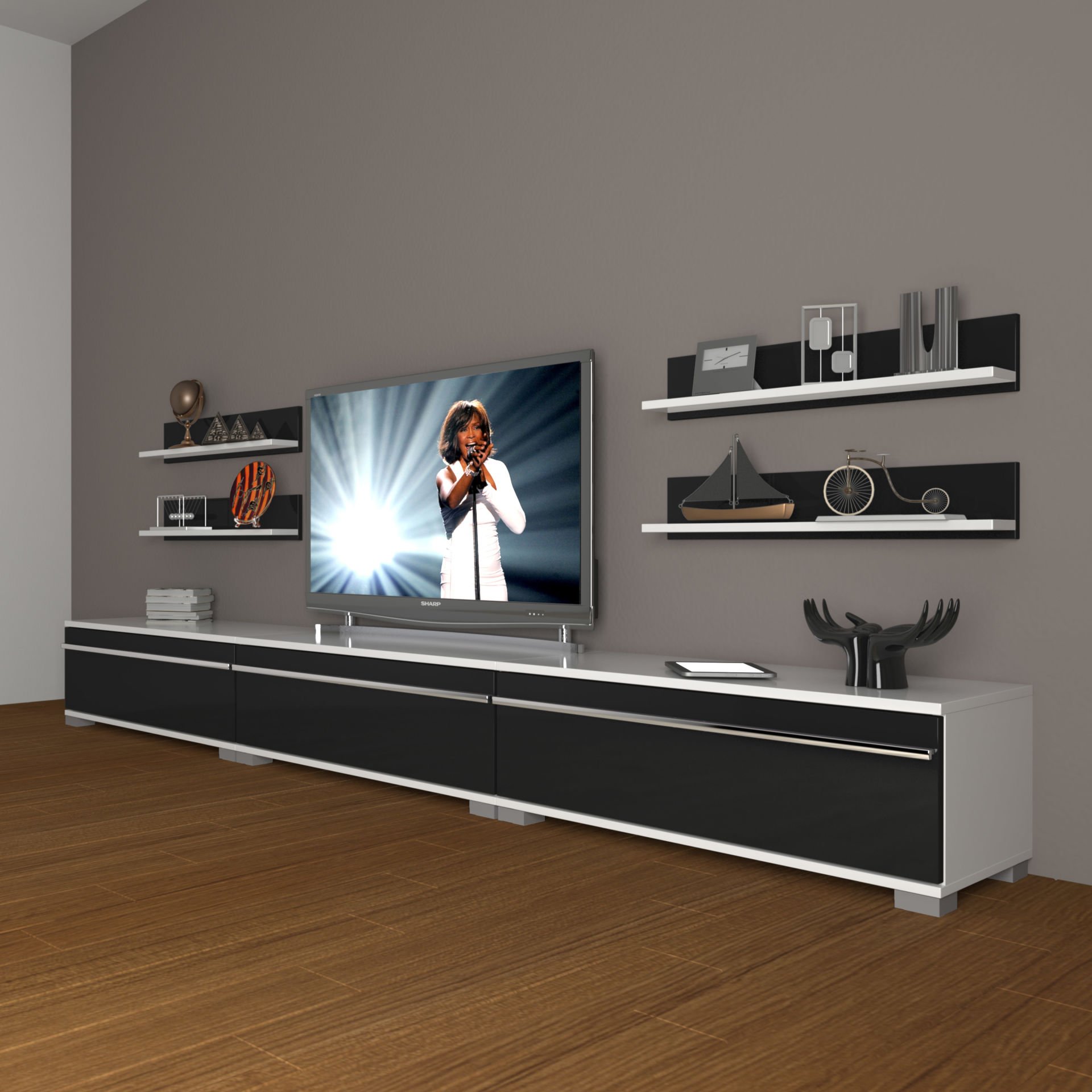 Decoraktiv Eko 270r Mdf Tv Ünitesi Tv Sehpası Beyaz - Siyah