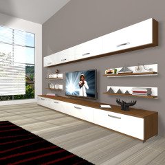 Decoraktiv Eko 360Y Slm Tv Ünitesi Tv Sehpası Ceviz - Beyaz