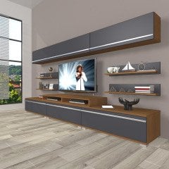 Decoraktiv Ekoflex 8Y Mdf Tv Ünitesi Tv Sehpası Beyaz - Ceviz