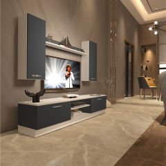 Decoraktiv Eko 5DB Mdf Dvd Tv Ünitesi Tv Sehpası Beyaz - Antrasit