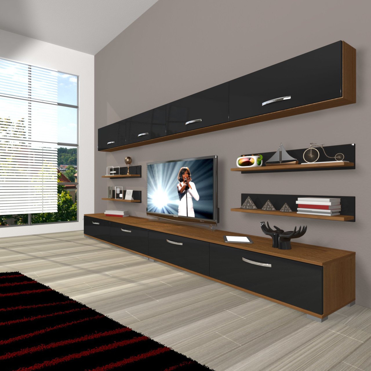 Decoraktiv Eko 360Y Slm Tv Ünitesi Tv Sehpası Ceviz - Siyah