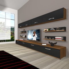 Decoraktiv Eko 360Y Slm Tv Ünitesi Tv Sehpası Ceviz - Siyah