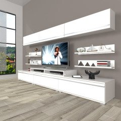 Decoraktiv Ekoflex 8Y Mdf Tv Ünitesi Tv Sehpası Parlak Beyaz