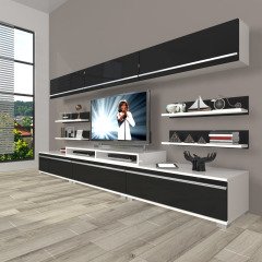 Decoraktiv Ekoflex 8Y Mdf Tv Ünitesi Tv Sehpası Beyaz - Siyah