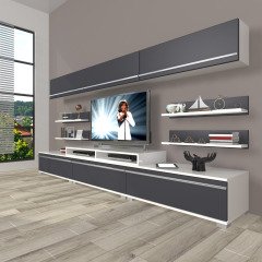Decoraktiv Ekoflex 8Y Mdf Tv Ünitesi Tv Sehpası Beyaz - Antrasit