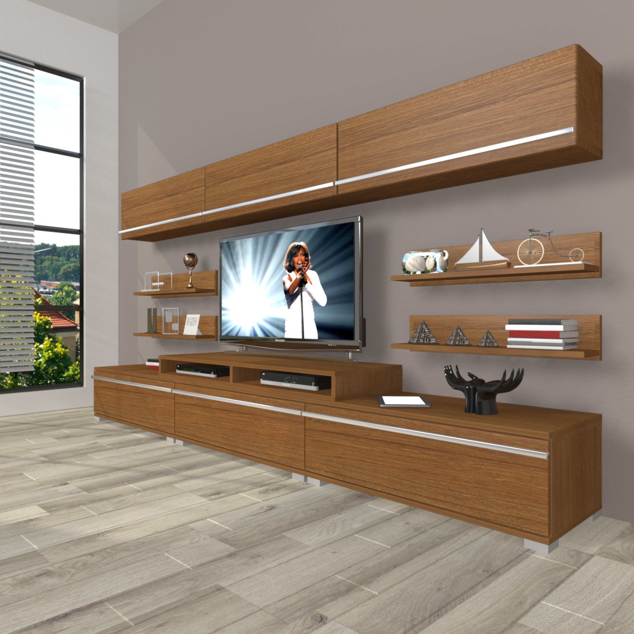Decoraktiv Ekoflex 8Y Mdf Tv Ünitesi Tv Sehpası Ceviz