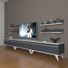Decoraktiv Eko 270r Mdf Retro Tv Ünitesi Tv Sehpası Beyaz - Antrasit