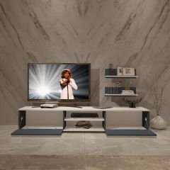 Decoraktiv Eko 4 Mdf Dvd Tv Ünitesi Tv Sehpası Beyaz - Antrasit