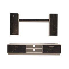 Decoraktiv Eko 5DB Mdf Dvd Tv Ünitesi Tv Sehpası Beyaz - Siyah Mermer