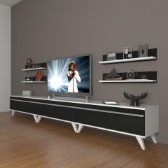 Decoraktiv Eko 270r Mdf Retro Tv Ünitesi Tv Sehpası Beyaz - Siyah