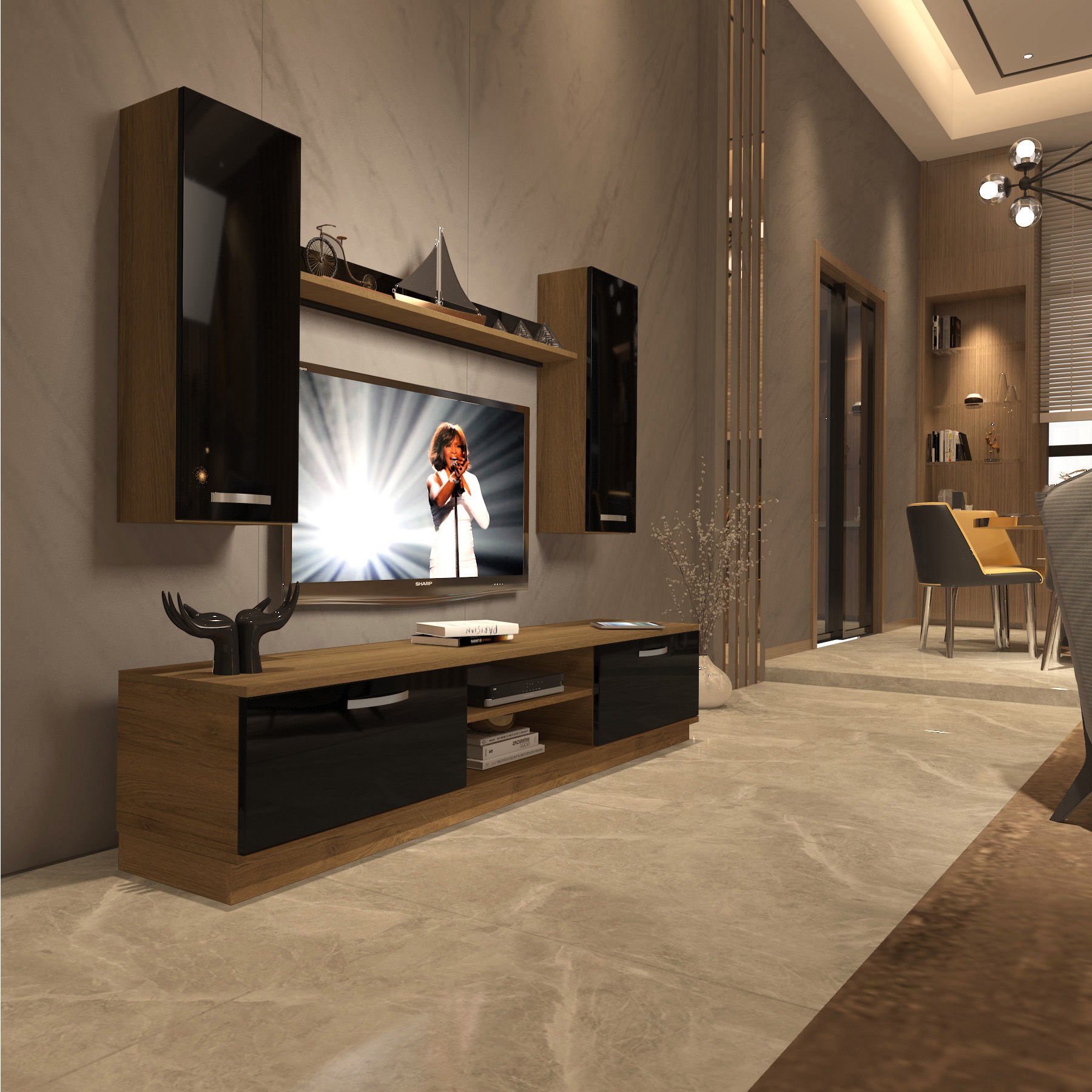 Decoraktiv Eko 5DB Mdf Dvd Tv Ünitesi Tv Sehpası Pera - Siyah