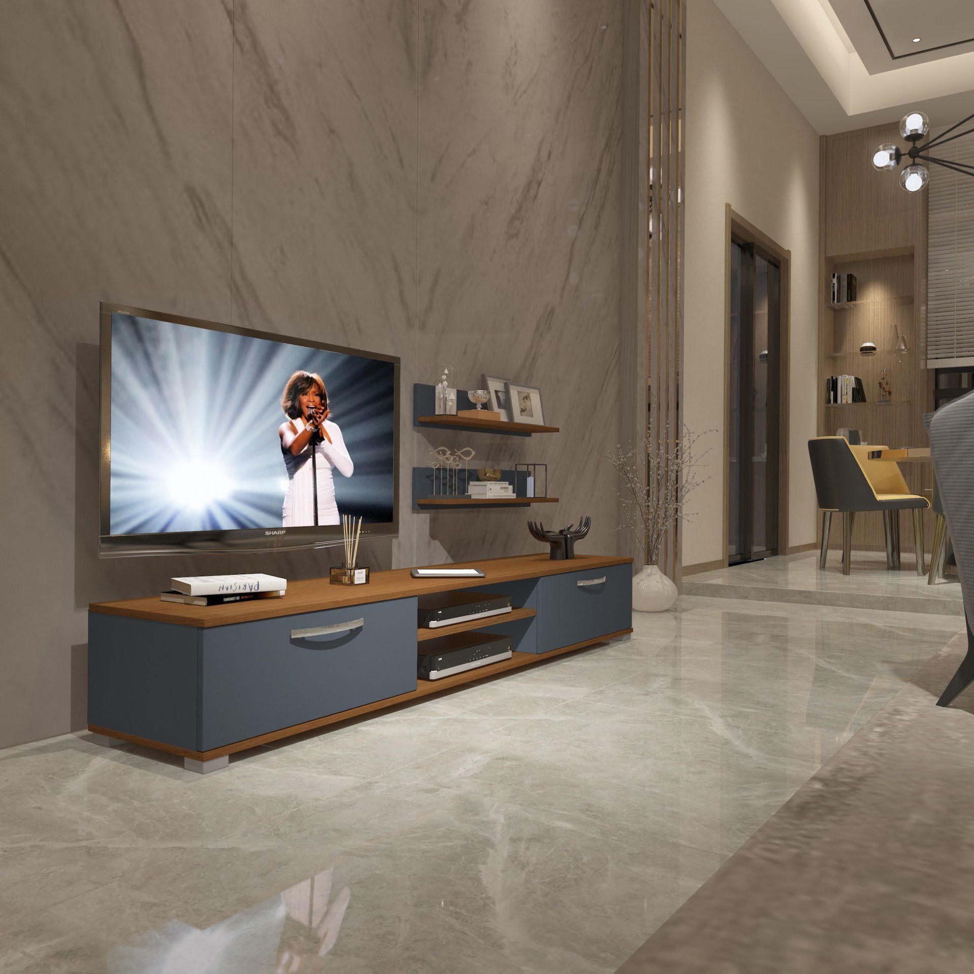 Decoraktiv Eko 4 Mdf Dvd Tv Ünitesi Tv Sehpası Ceviz - Antrasit