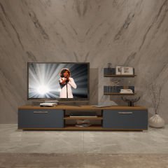 Decoraktiv Eko 4 Mdf Dvd Tv Ünitesi Tv Sehpası Ceviz - Antrasit