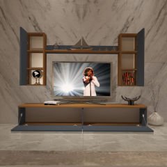 Decoraktiv Eko 5D Mdf Std Tv Ünitesi Tv Sehpası Ceviz - Antrasit