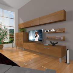 Decoraktiv Eko 8 Slm Std Krom Ayaklı Tv Ünitesi Tv Sehpası Ceviz