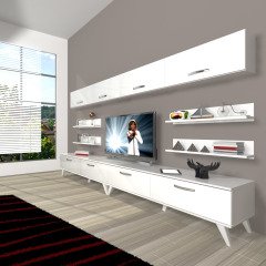 Decoraktiv Eko 360Y Slm Retro Tv Ünitesi Tv Sehpası Parlak Beyaz
