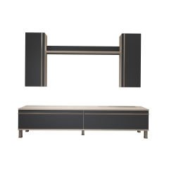 Decoraktiv Eko 5D Mdf Std Krom Ayaklı Tv Ünitesi Tv Sehpası Beyaz - Antrasit