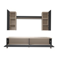 Decoraktiv Eko 5D Mdf Std Krom Ayaklı Tv Ünitesi Tv Sehpası Beyaz - Antrasit