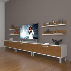 Decoraktiv Eko 270r Slm Krom Ayaklı Tv Ünitesi Tv Sehpası Beyaz - Ceviz