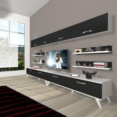 Decoraktiv Eko 360Y Slm Retro Tv Ünitesi Tv Sehpası Beyaz - Siyah