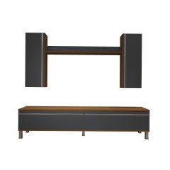 Decoraktiv Eko 5D Mdf Std Krom Ayaklı Tv Ünitesi Tv Sehpası Ceviz - Antrasit
