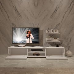 Decoraktiv Eko 4 Mdf Dvd Tv Ünitesi Tv Sehpası Parlak Beyaz