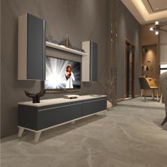 Decoraktiv Eko 5D Mdf Std Retro Tv Ünitesi Tv Sehpası Beyaz - Antrasit