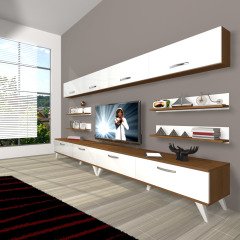 Decoraktiv Eko 360Y Slm Retro Tv Ünitesi Tv Sehpası Ceviz - Beyaz