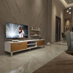 Decoraktiv Eko 4 Mdf Dvd Krom Ayaklı Tv Ünitesi Tv Sehpası