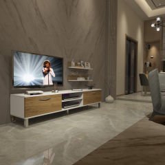 Decoraktiv Eko 4 Mdf Dvd Krom Ayaklı Tv Ünitesi Tv Sehpası