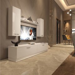Decoraktiv Eko 5DB Slm Std Tv Ünitesi Tv Sehpası Parlak Beyaz