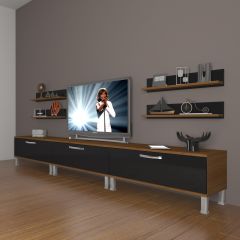 Decoraktiv Eko 270r Slm Krom Ayaklı Tv Ünitesi Tv Sehpası Ceviz - Siyah