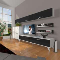 Decoraktiv Eko 8 Slm Std Retro Tv Ünitesi Tv Sehpası Beyaz - Siyah