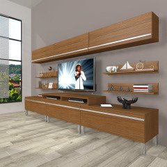 Decoraktiv Ekoflex 8Y Mdf Krom Ayaklı Tv Ünitesi Tv Sehpası Ceviz