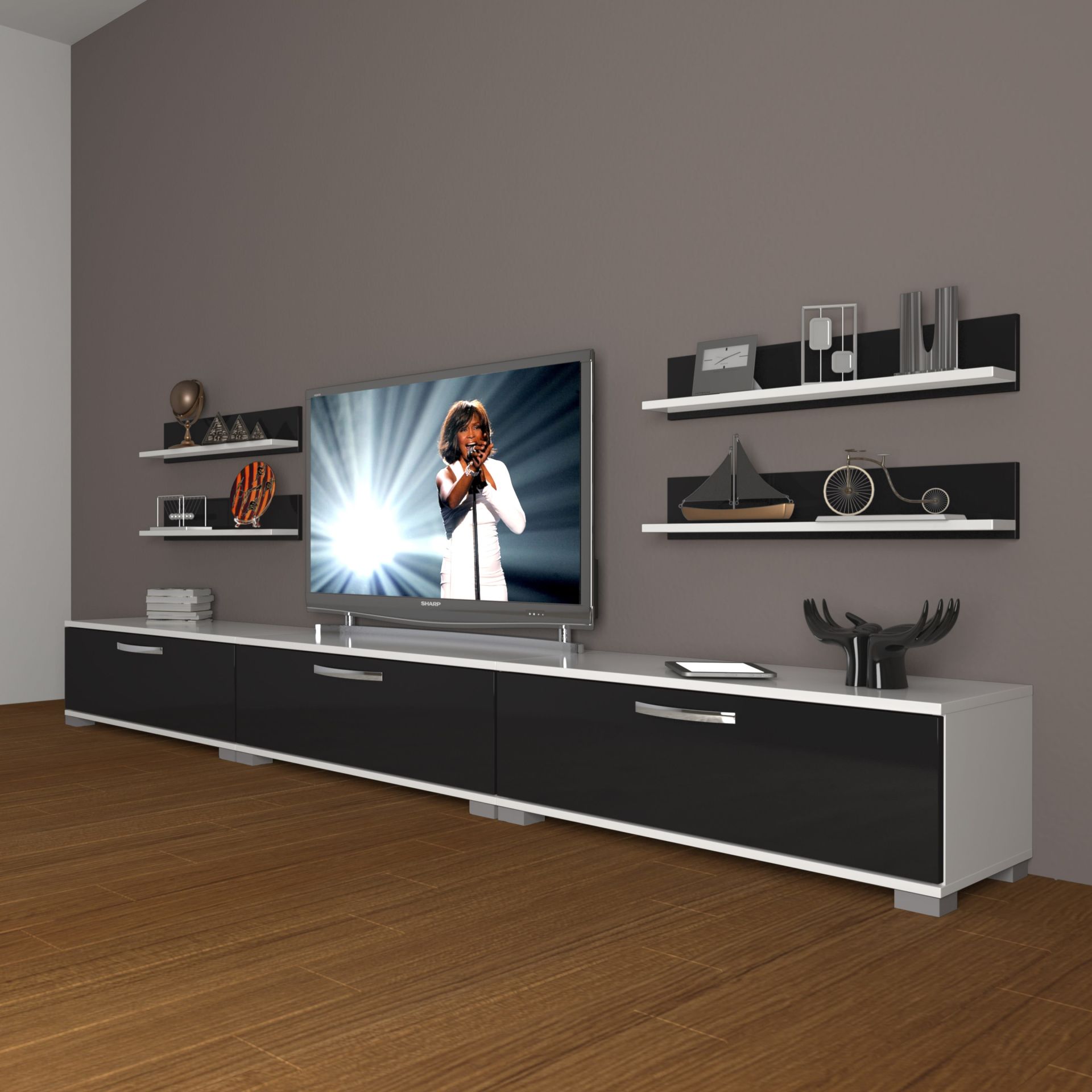 Decoraktiv Eko 270r Slm Tv Ünitesi Tv Sehpası Beyaz - Siyah