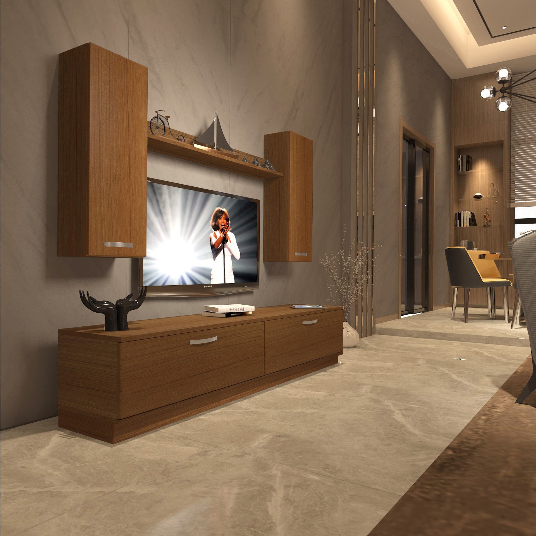 Decoraktiv Eko 5DB Slm Std Tv Ünitesi Tv Sehpası Ceviz