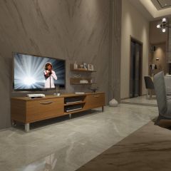 Decoraktiv Eko 4 Mdf Dvd Krom Ayaklı Tv Ünitesi Tv Sehpası Ceviz