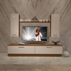 Decoraktiv Eko 5DB Slm Std Tv Ünitesi Tv Sehpası Ceviz - Beyaz