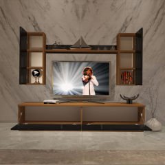 Decoraktiv Eko 5DB Slm Std Tv Ünitesi Tv Sehpası Ceviz - Siyah