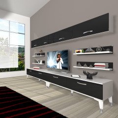 Decoraktiv Eko 360Y Slm Silver Tv Ünitesi Tv Sehpası Beyaz - Siyah