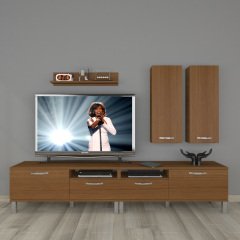 Decoraktiv Eko 5220D Slm Krom Ayaklı Tv Ünitesi Tv Sehpası Ceviz