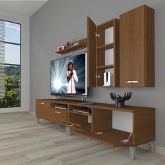 Decoraktiv Eko 5220D Slm Krom Ayaklı Tv Ünitesi Tv Sehpası Ceviz